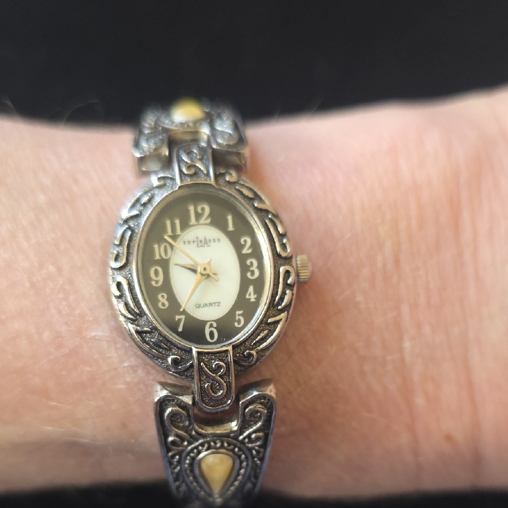 Vintage L.A. Express Ornate Silver-Tone Watch – Fresh Battery – Victorian Style